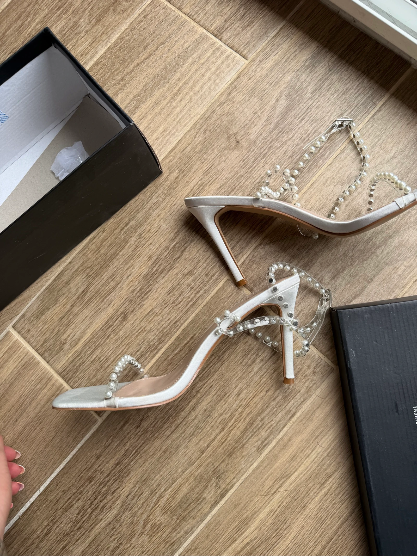 White pearl detail heeled sandals PLT – photo 6